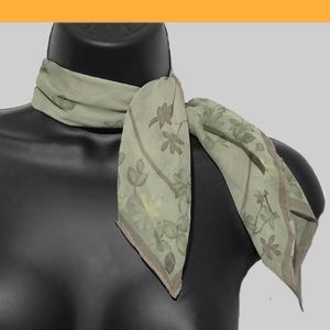 Vintage Sage”Daisy” Silk Neck Scarf